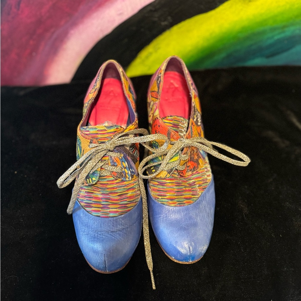 Colorful Blue Multicolor Women's Lace-Up Shoes